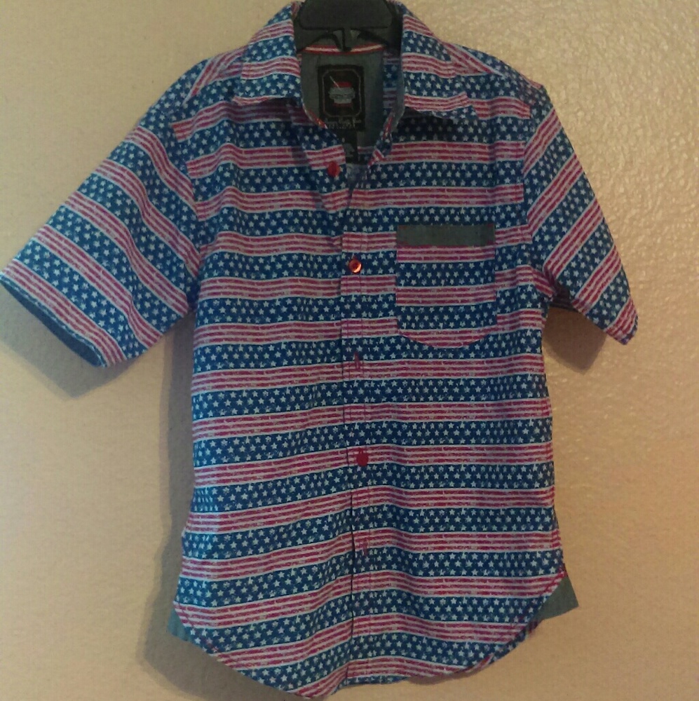 Retro Stitch Stars and Stripes button down shirt